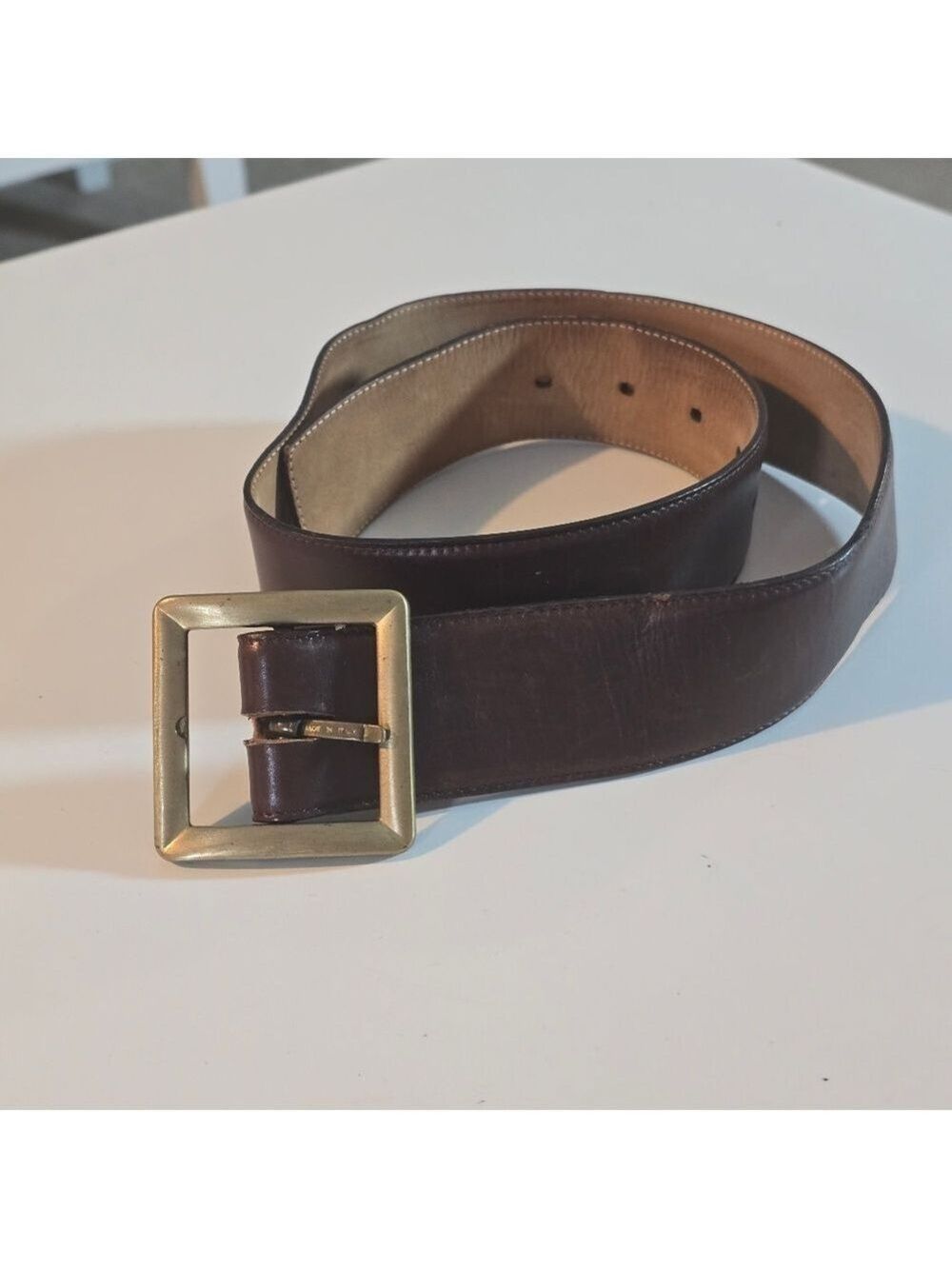 Giorgio Armani Brown Genuine Leather Belt with Brasa Buckle 75/30